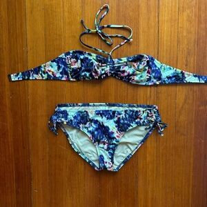 J Crew Watercolor Floral bandeau bikini
